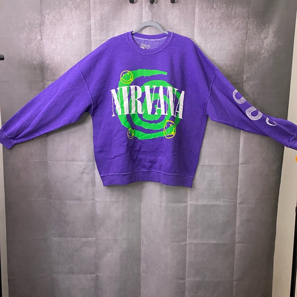 Urban Outfitters Purple Nirvana Crewneck Sweater - Size L/XL